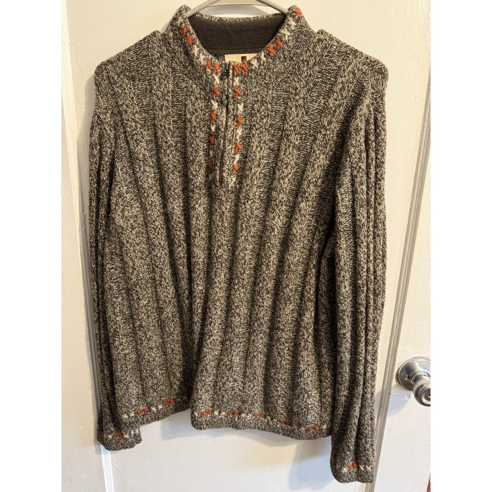 Woolrich Womens Large Quarter Zip Sweater Brown Tan Marled Pullover